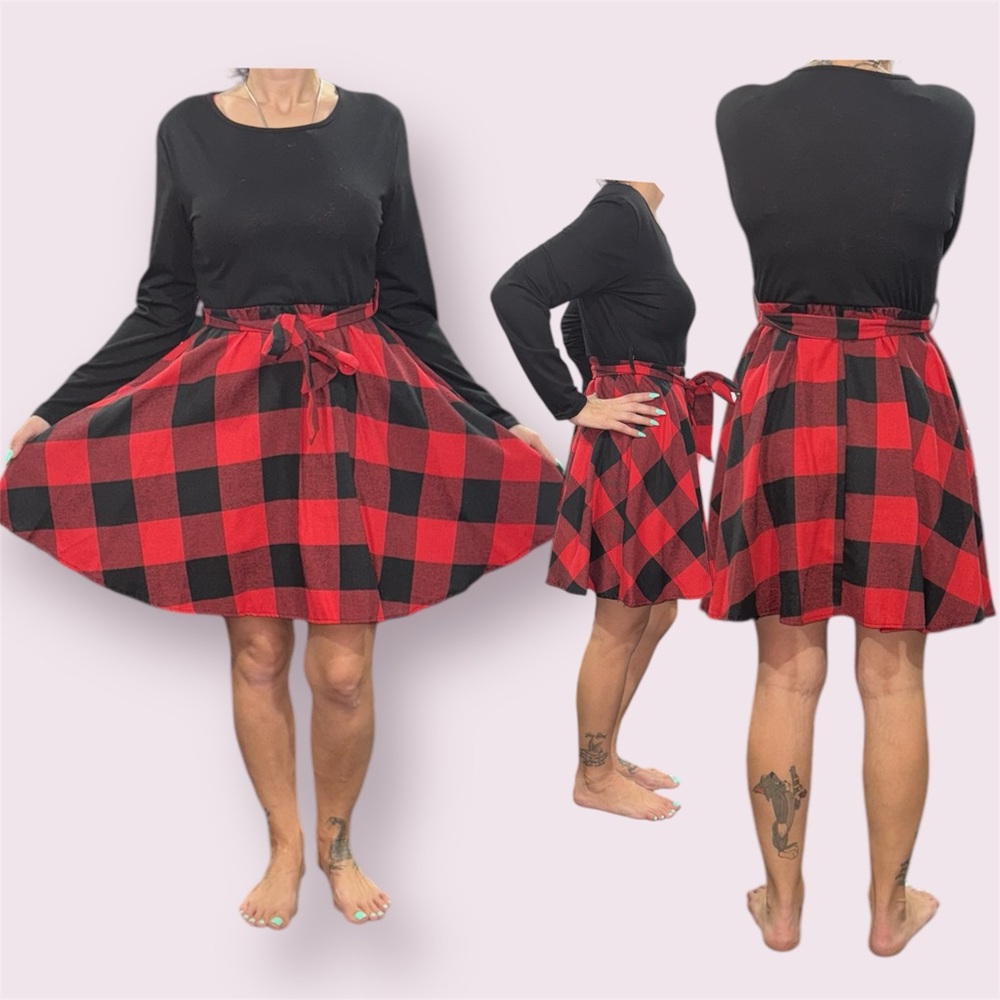 Plaid Red and Black Women's Dress